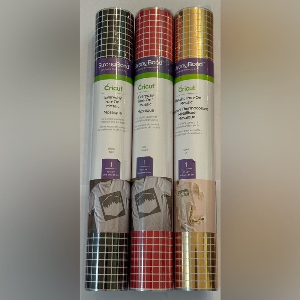 3 new & sealed rolls of cricut iron on mosaic transfer paper